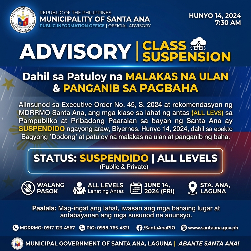 Weather Advisory: Class Suspension due to Heavy Rains